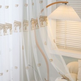 Embroidered Sheer Tulle Curtains Tower Voile Curtain Made to Measure Curtain For Living Room