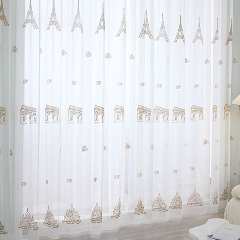 Embroidered Sheer Tulle Curtains Tower Voile Curtain Made to Measure ...