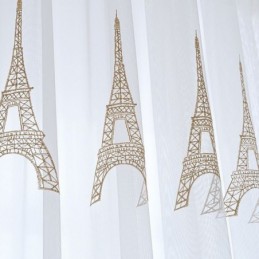 Embroidered Sheer Tulle Curtains Tower Voile Curtain Made to Measure Curtain For Living Room