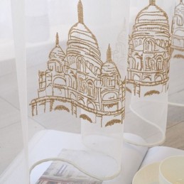 Embroidered Sheer Tulle Curtains Tower Voile Curtain Made to Measure Curtain For Living Room