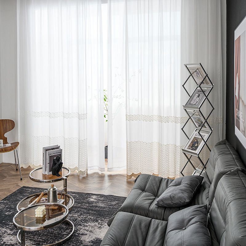 Embroidered Sheer Tulle Curtains Transparent Drapes Cortinas For Living Room