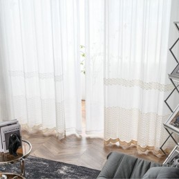 Embroidered Sheer Tulle Curtains Transparent Drapes Cortinas For Living Room