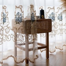 Floral Window Sheer Curtain Made to Measure Curtain Embroidered Tulle For Living Room