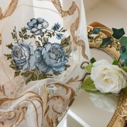 Floral Window Sheer Curtain Made to Measure Curtain Embroidered Tulle For Living Room
