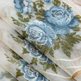 Floral Window Sheer Curtain Made to Measure Curtain Embroidered Tulle For Living Room
