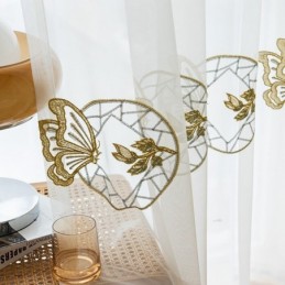 Embroidered Sheer Tulle Curtains Butterfly Voile Curtain Made to Measure Curtain For Living Room