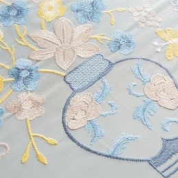 Embroidered Sheer Tulle Curtains Floral Voile Curtain Made to Measure Curtain For Living Room