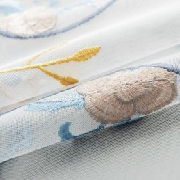 Embroidered Sheer Tulle Curtains Floral Voile Curtain Made to Measure Curtain For Living Room