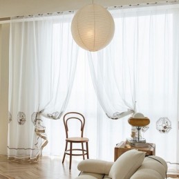 Luxury White Sheer Curtain Made to Measure Curtain Embroidered High Grade Tulle