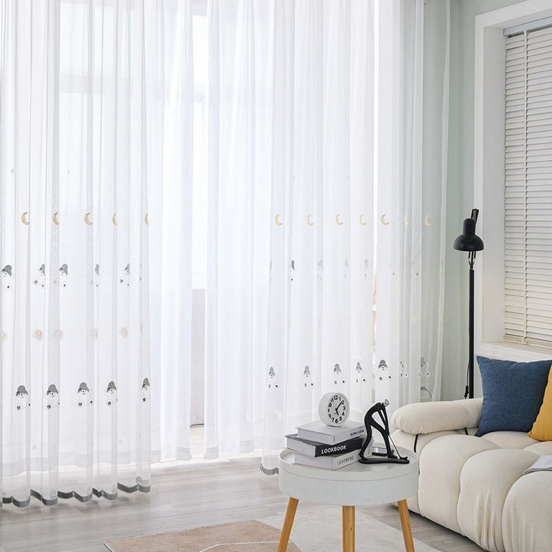 Cartoon Embroidered Tulle Curtain Made to Measure Curtain Lovely Pattern Sheer Window Treatment