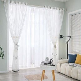 Cartoon Embroidered Tulle Curtain Made to Measure Curtain Lovely Pattern Sheer Window Treatment