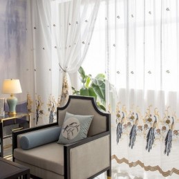 Peacock Embroidery Tulle Curtain Made to Measure Curtain European Luxury Sheer Voile Living Room