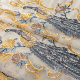 Peacock Embroidery Tulle Curtain Made to Measure Curtain European Luxury Sheer Voile Living Room
