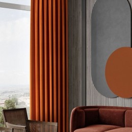 Orange Color Flannels Blackout Curtain Made to Measure Curtain Minimalist Solid Fabric Living Room Bedroom