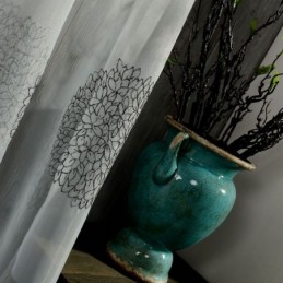 Breathable Sheer Curtain Made to Measure Curtain Flower Cluster Embroidery Living Room