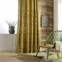 Cotton Linen Blackout Curtain Made to Measure Curtain Yellow Room Darkening Living Bedroom