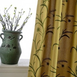 Cotton Linen Blackout Curtain Made to Measure Curtain Yellow Room Darkening Living Bedroom