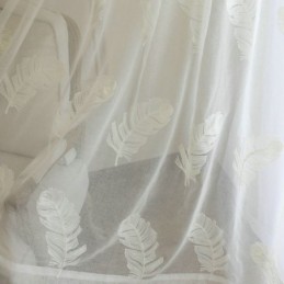 Feather Embroidery Sheer Curtain Made to Measure Curtain Minimalist Voile Living Room Bedroom