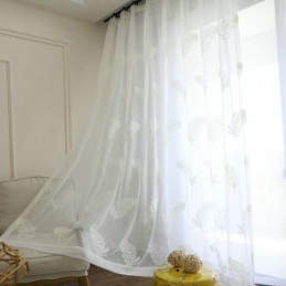 Feather Embroidery Sheer Curtain Made to Measure Curtain Minimalist Voile Living Room Bedroom