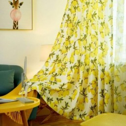 Fresh Semi Blackout Curtain Made to Measure Curtain Fruit Lemon Printed Living Room