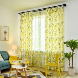 Fresh Semi Blackout Curtain Made to Measure Curtain Fruit Lemon Printed Living Room