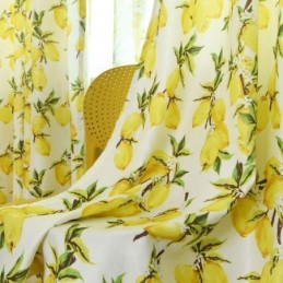 Fresh Semi Blackout Curtain Made to Measure Curtain Fruit Lemon Printed Living Room