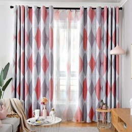 Blackout Curtain Made to Measure Curtain Rhombic Geometric Pattern
