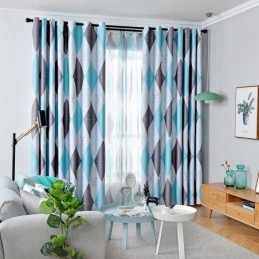 Blackout Curtain Made to Measure Curtain Rhombic Geometric Pattern