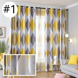 Blackout Curtain Made to Measure Curtain Rhombic Geometric Pattern
