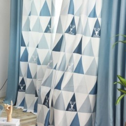 Nordic Semi Blackout Curtain Made to Measure Curtain Triangle Printed Living Room