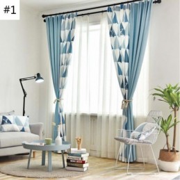 Nordic Semi Blackout Curtain Made to Measure Curtain Triangle Printed Living Room