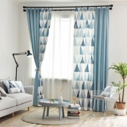 Nordic Semi Blackout Curtain Made to Measure Curtain Triangle Printed Living Room