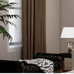 Solid Dark Coffee Curtain Made to Measure Curtain Modern Silk Imitation Living Room Bedroom Blackout Fabric