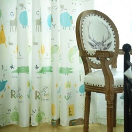 Modern Semi Blackout Curtain Made to Measure Curtain Animals Printed Kids Room