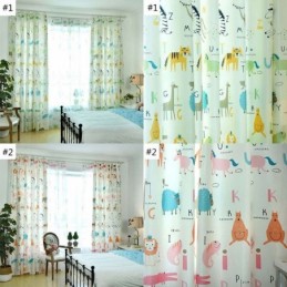 Modern Semi Blackout Curtain Made to Measure Curtain Animals Printed Kids Room