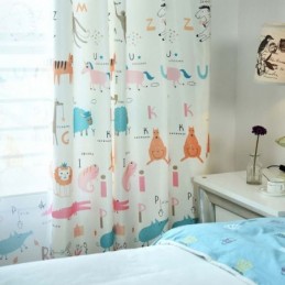 Modern Semi Blackout Curtain Made to Measure Curtain Animals Printed Kids Room