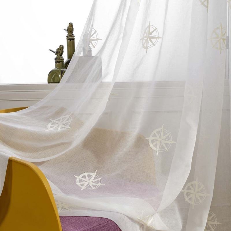 Modern Sheer Curtain Made to Measure Curtain Breathable Star Embroidery Living Room