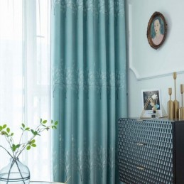 Nordic Style Tree Pattern Curtains Satin Jacquard Living Room Bedroom