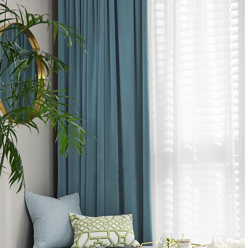 Minimalist Blue Flannels Blackout Curtain Made to Measure Curtain Solid Color Fabric Living Room Bedroom