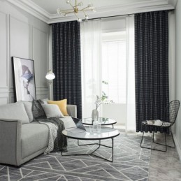 Plaid Blackout Curtain Made to Measure Curtain Check Geometric For Bedroom Living Room
