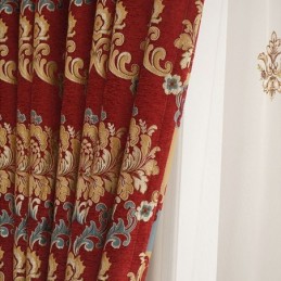 European Style Light Luxury Living Room Chenille Embroidered Curtain Made to Measure Curtain
