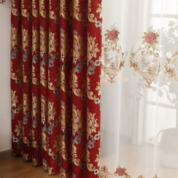European Style Light Luxury Living Room Chenille Embroidered Curtain Made to Measure Curtain