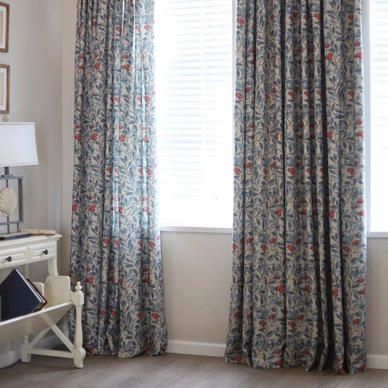 American Countryside Styles Blackout Flower Print Room Curtains