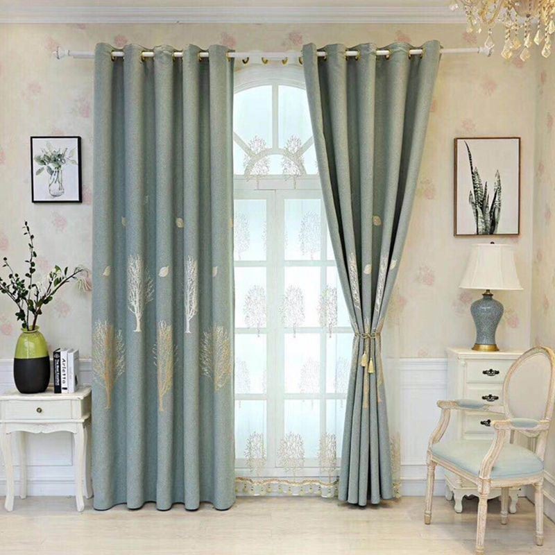 Elegant Jacquard Blackout Cotton Tree Design Bedroom Curtains