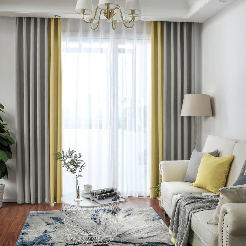 Nordic Solid Color Thick Stitching Blackout Curtain Made to Measure Curtain Cloth Living Room Bedroom