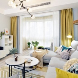 Nordic Solid Color Thick Stitching Blackout Curtain Made to Measure Curtain Cloth Living Room Bedroom