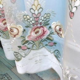 Floral Embroidery Sheer Curtain Made to Measure Curtain Graceful Tulle Drape For Living Room