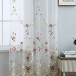 European Embroidered Tulle Curtain Made to Measure Curtain Floral Voile Sheer Living Room