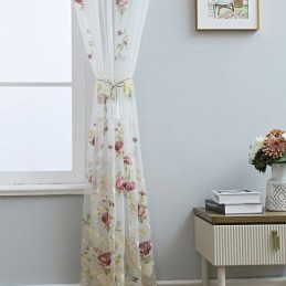 European Embroidered Tulle Curtain Made to Measure Curtain Floral Voile Sheer Living Room