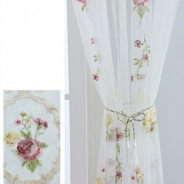 European Embroidered Tulle Curtain Made to Measure Curtain Floral Voile Sheer Living Room
